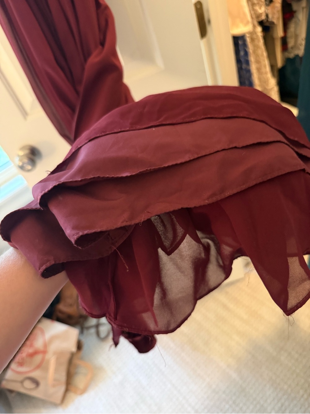 Azazie Burgundy Spaghetti-Strap Maxi Dress - Picture 4 of 4